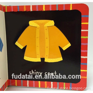 FDT customized top quality and lovely creative baby touch and feel board book printing with cloth